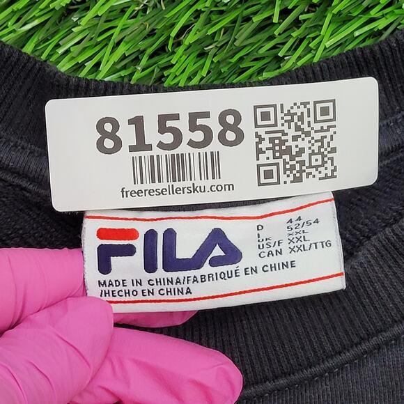 FILA Colorful Ringer Sweatshirt Womens 2XL 24x24 Black Boxy - Picture 7 of 14